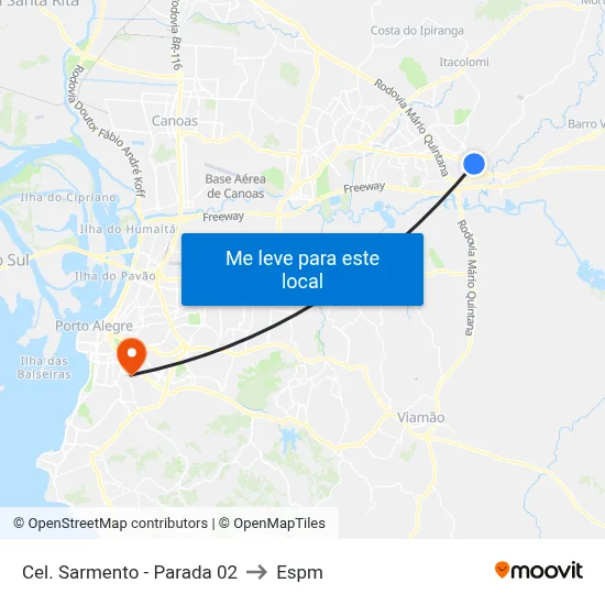 Cel. Sarmento - Parada 02 to Espm map