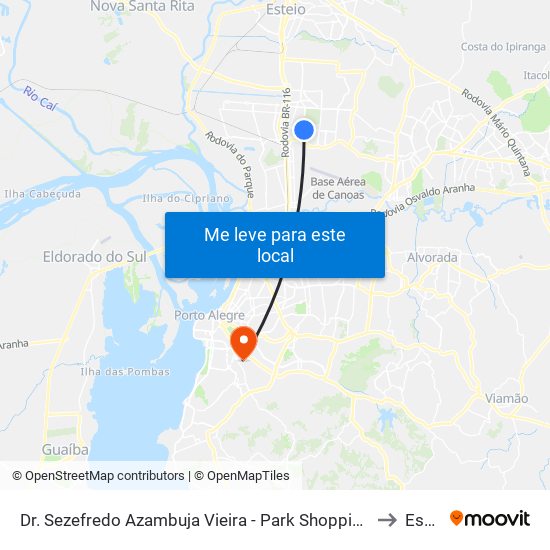 Dr. Sezefredo Azambuja Vieira - Park Shopping Canoas to Espm map