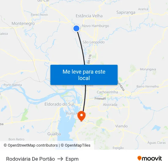 Rodoviária De Portão to Espm map