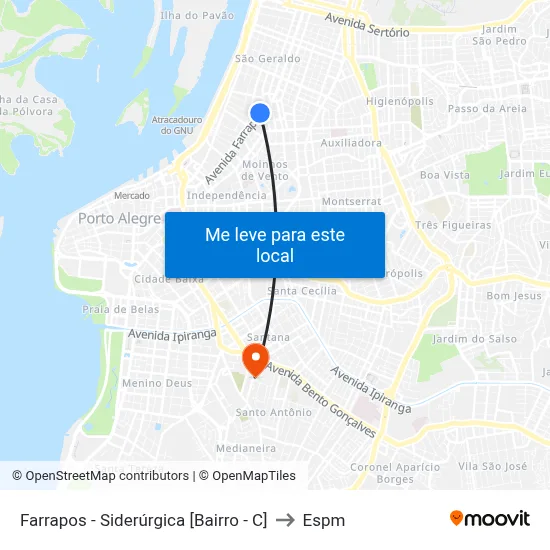 Farrapos - Siderúrgica [Bairro - C] to Espm map