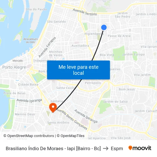 Brasiliano Índio De Moraes - Iapi [Bairro - Bc] to Espm map