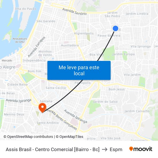 Assis Brasil - Centro Comercial [Bairro - Bc] to Espm map