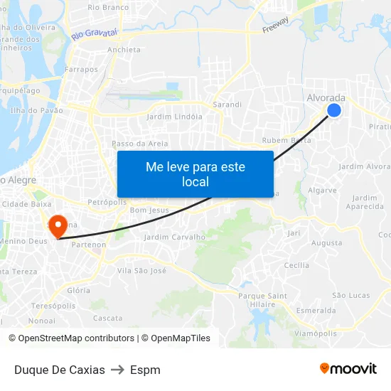 Duque De Caxias to Espm map
