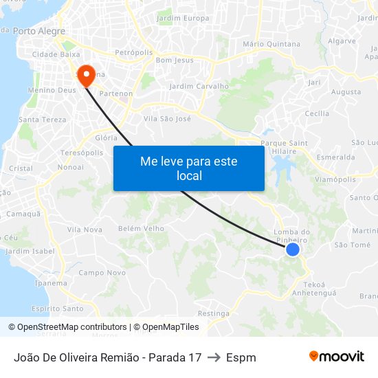 João De Oliveira Remião - Parada 17 to Espm map
