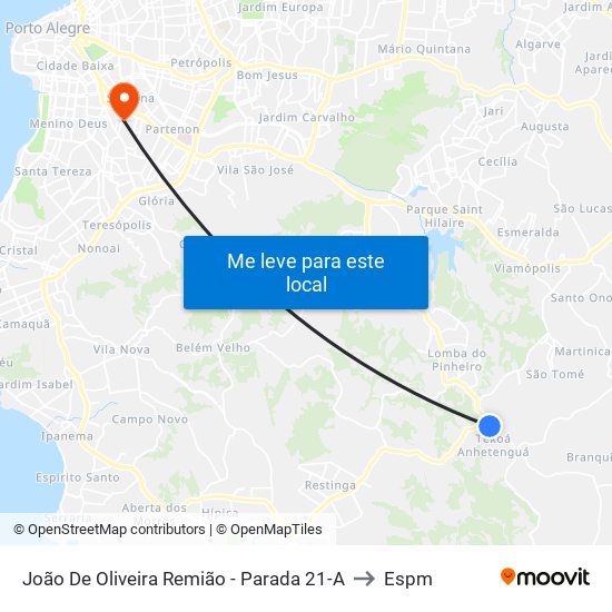 João De Oliveira Remião - Parada 21-A to Espm map