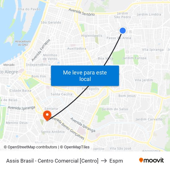 Assis Brasil - Centro Comercial [Centro] to Espm map