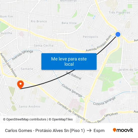 Carlos Gomes - Protásio Alves Sn (Piso 1) to Espm map
