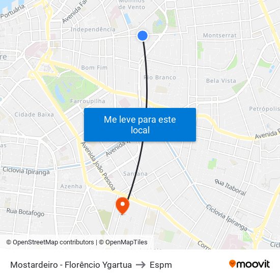 Mostardeiro - Florêncio Ygartua to Espm map