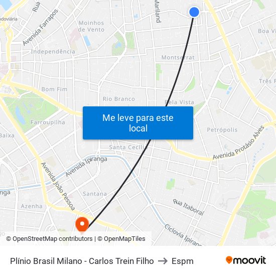 Plínio Brasil Milano - Carlos Trein Filho to Espm map