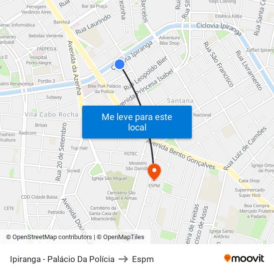 Ipiranga - Palácio Da Polícia to Espm map