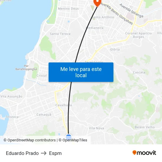 Eduardo Prado to Espm map
