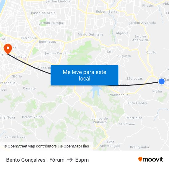 Bento Gonçalves - Fórum to Espm map