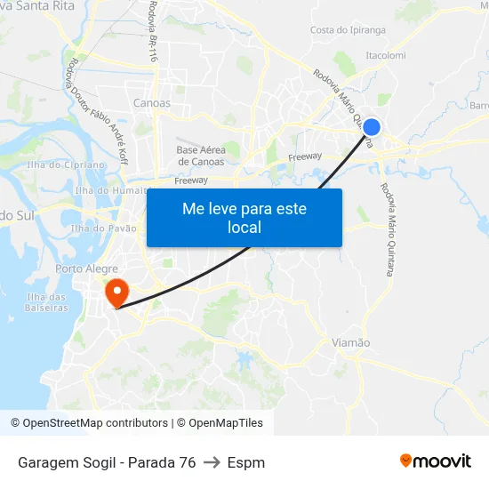 Garagem Sogil - Parada 76 to Espm map