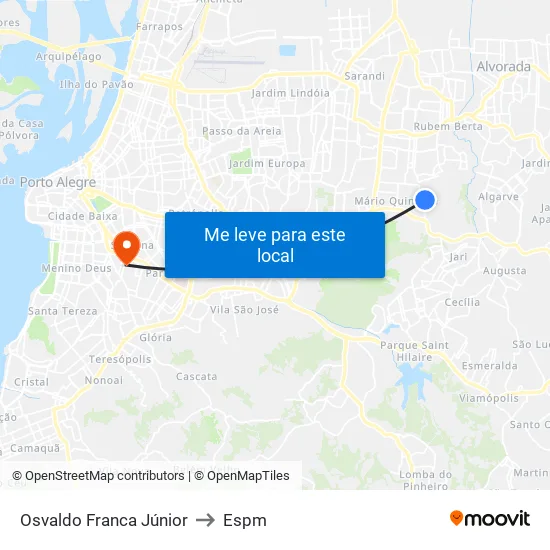 Osvaldo Franca Júnior to Espm map