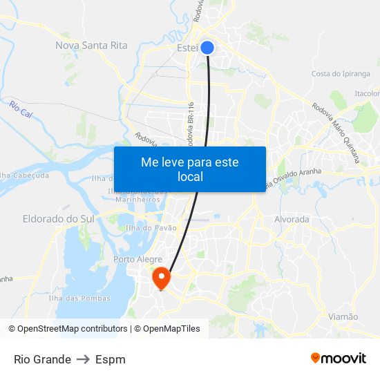 Rio Grande to Espm map