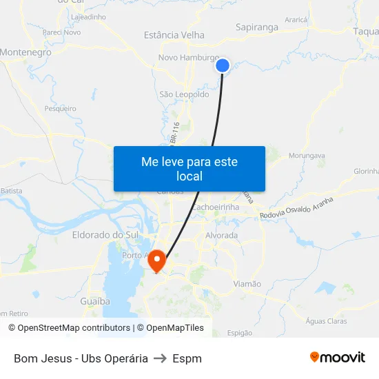 Bom Jesus - Ubs Operária to Espm map