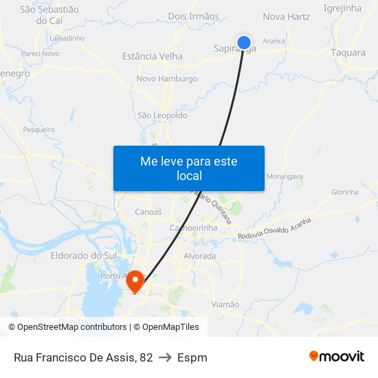 Rua Francisco De Assis, 82 to Espm map