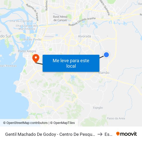 Gentil Machado De Godoy - Centro De Pesquisa Viamão to Espm map