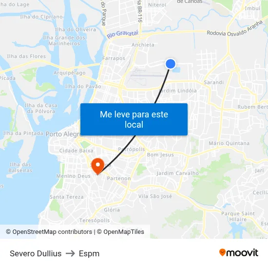 Severo Dullius to Espm map