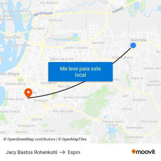 Jacy Bastos Rohenkohl to Espm map