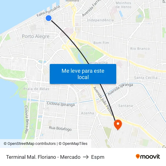 Terminal Mal. Floriano - Mercado to Espm map