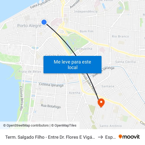 Term. Salgado Filho - Entre Dr. Flores E Vigário to Espm map