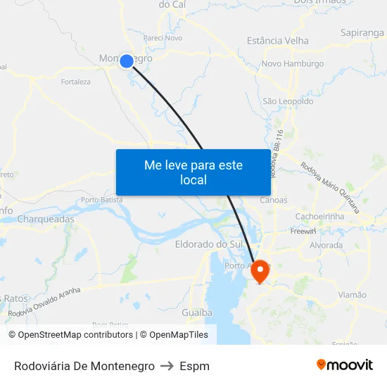 Rodoviária De Montenegro to Espm map