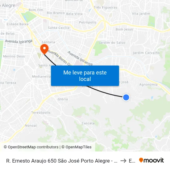 R. Ernesto Araujo 650 São José Porto Alegre - Rio Grande Do Sul 91520-001 Brasil to Espm map