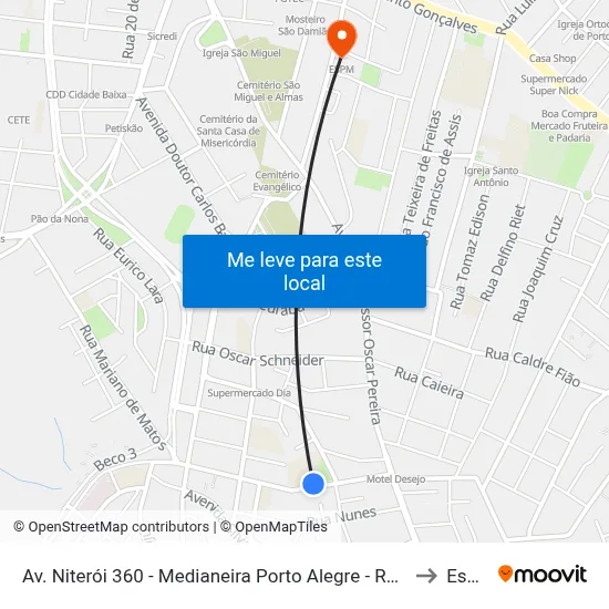 Av. Niterói 360 - Medianeira Porto Alegre - Rs Brasil to Espm map