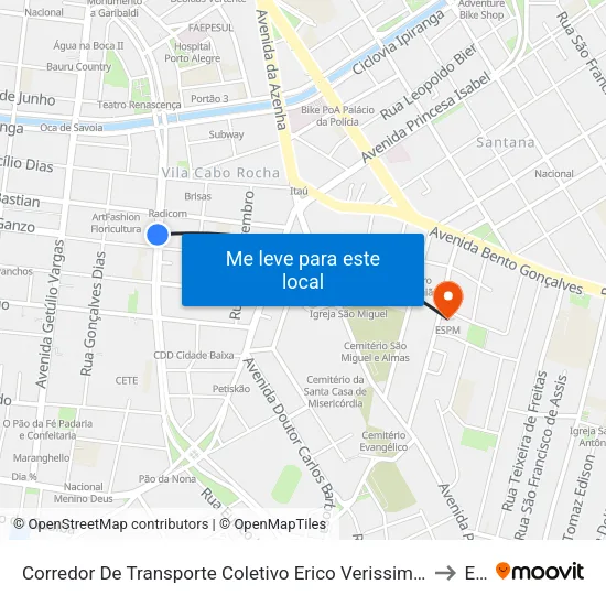 Corredor De Transporte Coletivo Erico Verissimo Azenha Porto Alegre - Rio Grande Do Sul 90130 Brasil to Espm map