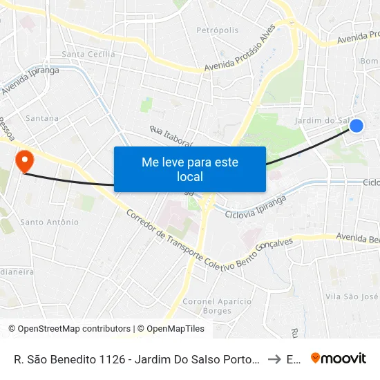 R. São Benedito 1126 - Jardim Do Salso Porto Alegre - Rs 91410-410 Brasil to Espm map