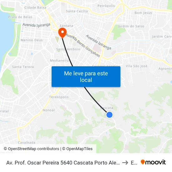 Av. Prof. Oscar Pereira 5640 Cascata Porto Alegre - Rio Grande Do Sul 91712-320 Brasil to Espm map