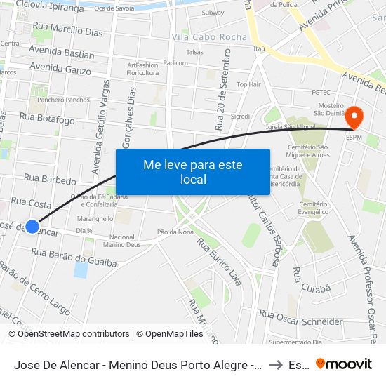 Jose De Alencar - Menino Deus Porto Alegre - Rs 90680-170 Brasil to Espm map