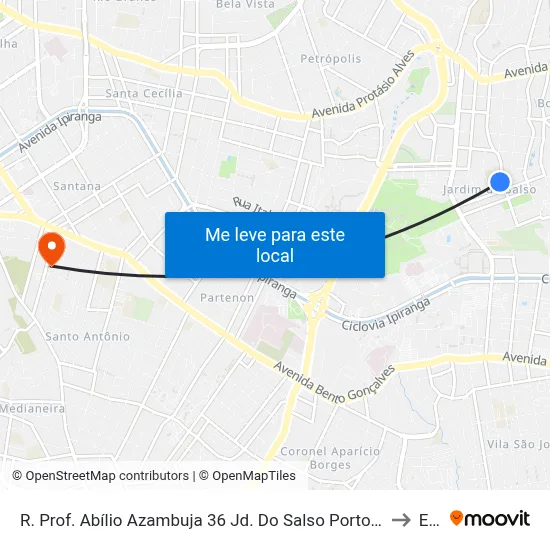 R. Prof. Abílio Azambuja 36 Jd. Do Salso Porto Alegre - Rio Grande Do Sul 9141-130 Brasil to Espm map