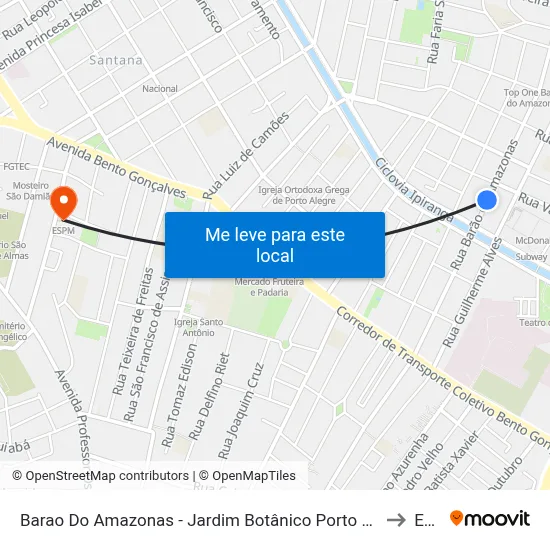 Barao Do Amazonas - Jardim Botânico Porto Alegre - Rs 90670-001 Brasil to Espm map