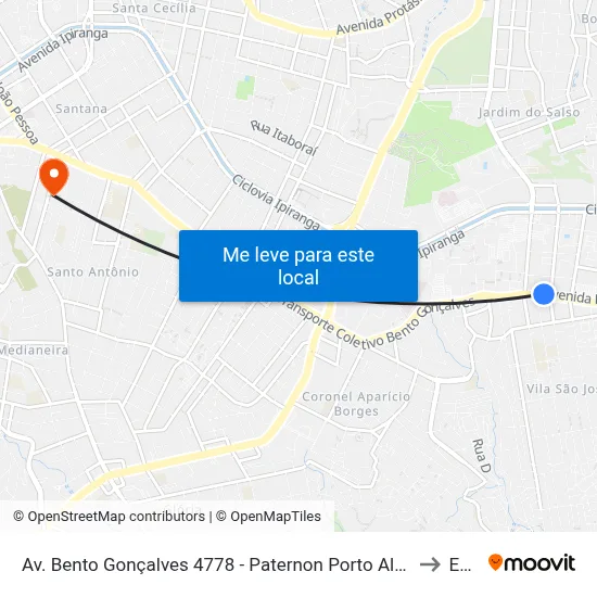 Av. Bento Gonçalves 4778 - Paternon Porto Alegre - Rs 91540-000 Brasil to Espm map