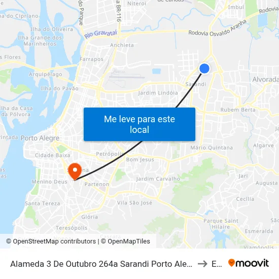 Alameda 3 De Outubro 264a Sarandi Porto Alegre - Rio Grande Do Sul 91140 Brasil to Espm map
