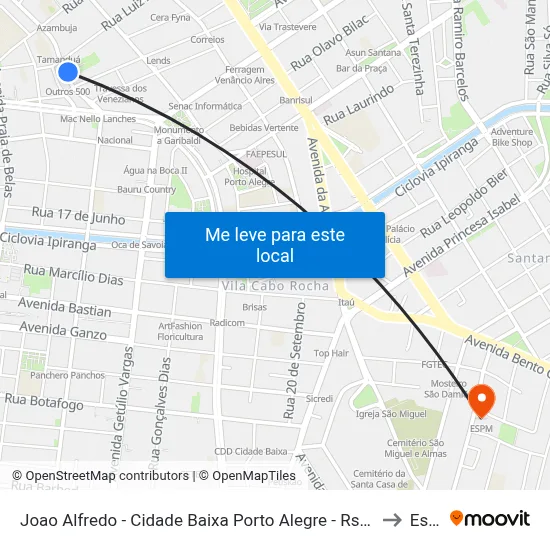 Joao Alfredo - Cidade Baixa Porto Alegre - Rs 90050-003 Brasil to Espm map