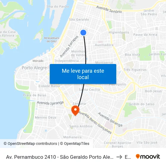Av. Pernambuco 2410 - São Geraldo Porto Alegre - Rs 90220-002 Brasil to Espm map