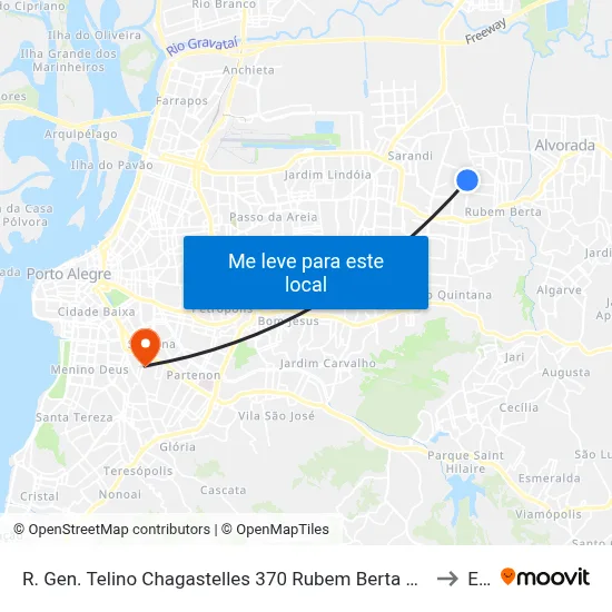 R. Gen. Telino Chagastelles 370 Rubem Berta Porto Alegre - Rio Grande Do Sul 91180-590 Brasil to Espm map