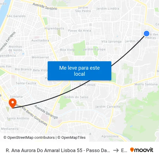 R. Ana Aurora Do Amaral Lisboa 55 - Passo Das Pedras Porto Alegre - Rs 91230-000 Brasil to Espm map