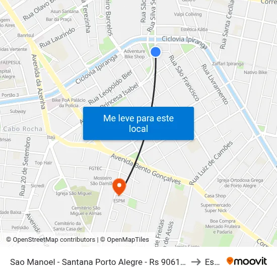 Sao Manoel - Santana Porto Alegre - Rs 90610-270 Brasil to Espm map