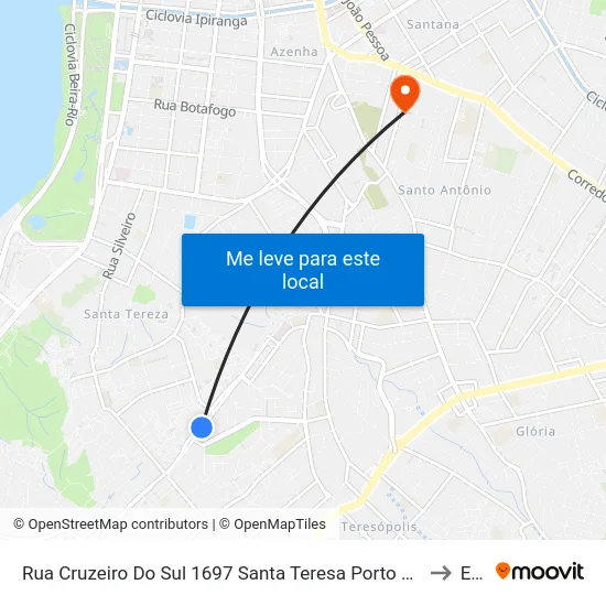 Rua Cruzeiro Do Sul 1697 Santa Teresa Porto Alegre - Rio Grande Do Sul 90843 Brasil to Espm map