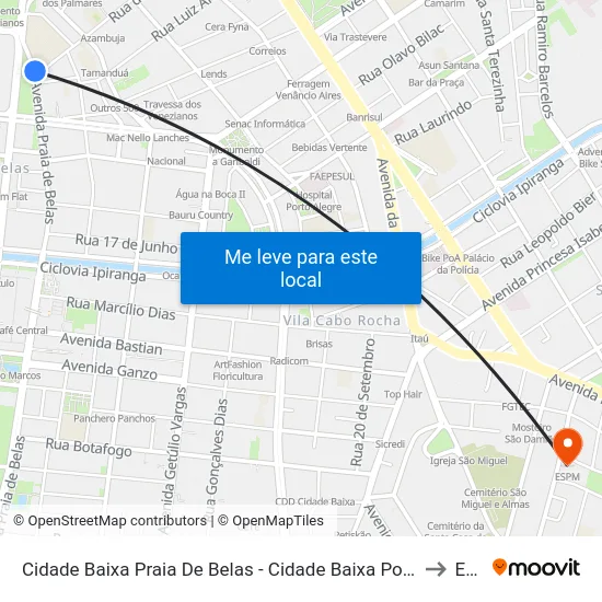 Cidade Baixa Praia De Belas - Cidade Baixa Porto Alegre - Rs 90050-321 Brasil to Espm map