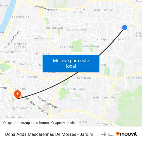 Dona Adda Mascarenhas De Moraes - Jardim Itu-Sabará Porto Alegre - Rs 91220-140 Brasil to Espm map