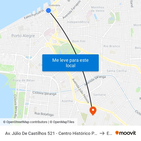 Av. Júlio De Castilhos 521 - Centro Histórico Porto Alegre - Rs 90030-040 Brasil to Espm map