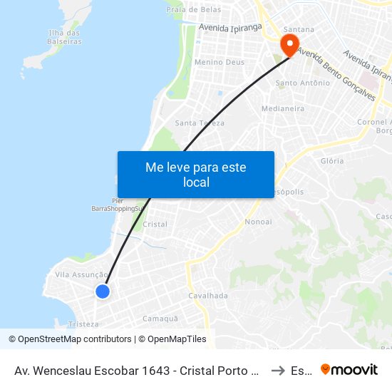 Av. Wenceslau Escobar 1643 - Cristal Porto Alegre - Rs Brasil to Espm map