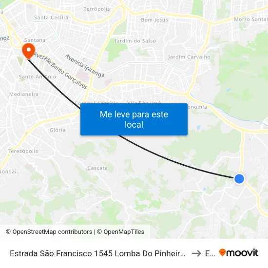 Estrada São Francisco 1545 Lomba Do Pinheiro Porto Alegre - Rio Grande Do Sul 91550-250 Brasil to Espm map