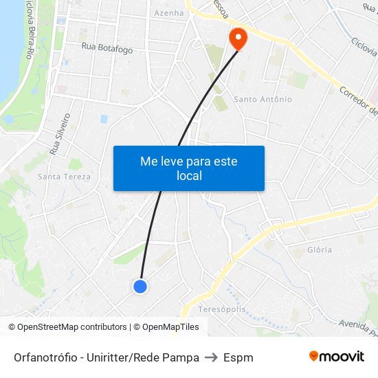 Orfanotrófio - Uniritter/Rede Pampa to Espm map