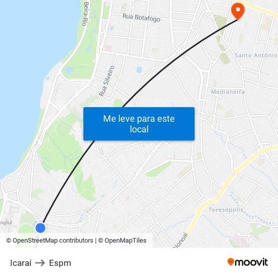 Icaraí to Espm map